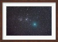 Comet Hartley 2 as it approaches the Double Cluster in Perseus Fine Art Print