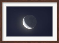 Waxing crescent moon with Earthshine Fine Art Print