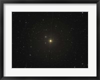 The red giant star Beta Andromedae and its ghost galaxy NGC 404 Fine Art Print