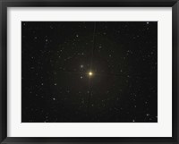 The red giant star Beta Andromedae and its ghost galaxy NGC 404 Fine Art Print