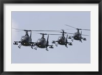 Serbian Air Force Soko SA-342L GAMA choppers in flight over Serbia Fine Art Print