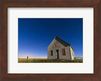 The 1909 Liberty School on the Canadian Prarie in moonlight with Big Dipper Fine Art Print