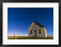 The 1909 Liberty School on the Canadian Prarie in moonlight with Big Dipper Fine Art Print