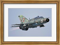 A Bulgarian Air Force MiG-21UM in flight over Bulgaria Fine Art Print