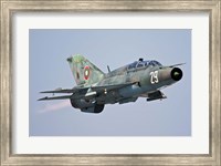 A Bulgarian Air Force MiG-21UM in flight over Bulgaria Fine Art Print