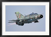 A Bulgarian Air Force MiG-21UM in flight over Bulgaria Fine Art Print