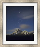 Orion star tails over Mt Temple, Banff National Park, Alberta, Canada Fine Art Print