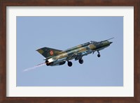 Romanian Air Force MiG-21 Lancer with afterburner, Romania Fine Art Print