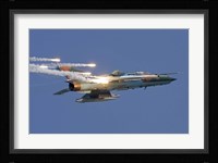 Romanian Air Force MiG-21 MF LanceR popping flares Fine Art Print