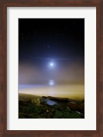 Moonset over the sea with Pleiades (M45) cluster Fine Art Print