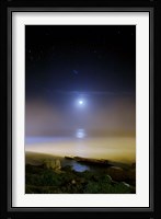 Moonset over the sea with Pleiades (M45) cluster Fine Art Print