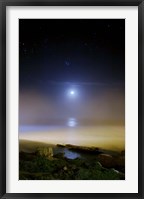 Moonset over the sea with Pleiades (M45) cluster Fine Art Print