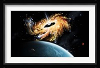 A space shuttle tries to avoid the gravity well of a supermassive black hole Fine Art Print