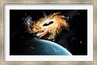 A space shuttle tries to avoid the gravity well of a supermassive black hole Fine Art Print