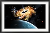 A space shuttle tries to avoid the gravity well of a supermassive black hole Fine Art Print