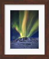 Aurora Borealis over Toviktinden Mountain in Troms County, Norway Fine Art Print