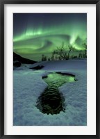 Aurora Borealis over a frozen river, Norway Fine Art Print