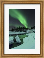 Aurora Borealis over a frozen Tennevik River, Troms, Norway Fine Art Print