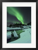 Aurora Borealis over a frozen Tennevik River, Troms, Norway Fine Art Print