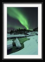 Aurora Borealis over a frozen Tennevik River, Troms, Norway Fine Art Print