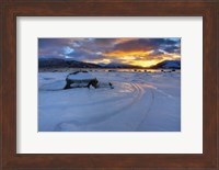 A winter sunset over Tjeldsundet at Evenskjer, Troms County, Norway Fine Art Print