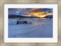 A winter sunset over Tjeldsundet at Evenskjer, Troms County, Norway Fine Art Print