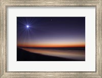 The Moon and Venus at twilight from the beach of Pinamar, Argentina Fine Art Print