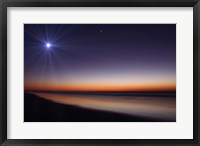 The Moon and Venus at twilight from the beach of Pinamar, Argentina Fine Art Print