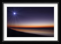 The Moon and Venus at twilight from the beach of Pinamar, Argentina Fine Art Print
