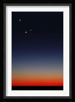 Venus, Mercury and Mars above the glowing horizon at dawn Fine Art Print