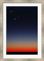 Venus, Mercury and Mars above the glowing horizon at dawn Fine Art Print