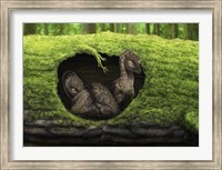 A pair of juvenile troodons in the hollow of a tree Fine Art Print