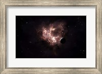 An emission nebula is viewed from nearby an inhabited system Fine Art Print