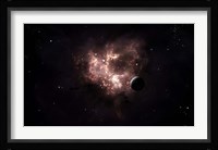 An emission nebula is viewed from nearby an inhabited system Fine Art Print
