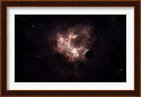 An emission nebula is viewed from nearby an inhabited system Fine Art Print