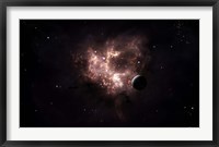 An emission nebula is viewed from nearby an inhabited system Fine Art Print