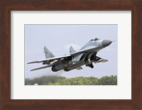 Serbian Air Force MiG-29 departing with two AA-8 Aphid missiles Fine Art Print
