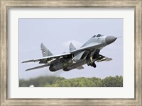 Serbian Air Force MiG-29 departing with two AA-8 Aphid missiles Fine Art Print