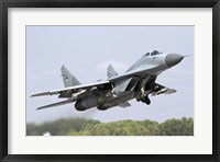 Serbian Air Force MiG-29 departing with two AA-8 Aphid missiles Fine Art Print