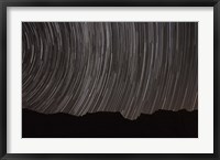 Star trails above a valley in the Firoozkooh area, Iran Fine Art Print