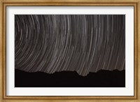 Star trails above a valley in the Firoozkooh area, Iran Fine Art Print