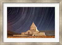 Star trails above Saint Thaddeus Monastery, Iran Fine Art Print