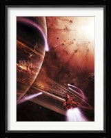 Starships hone their skills in a virtual battlefield Fine Art Print