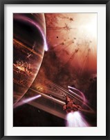 Starships hone their skills in a virtual battlefield Fine Art Print