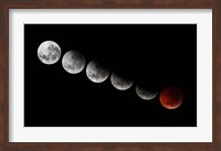 A composite showing different stages of the 2010 solstice total moon eclipse Fine Art Print