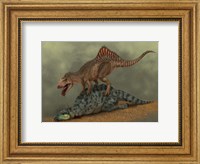 A Concavenator kills a young iguanodon dinosaur Fine Art Print