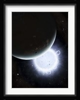 The tiny moon Rakka Ume travels into the shadow of the planet Tenjin Fine Art Print