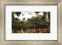 An group of Ankylosaurid dinosaurs from the early Cretaceous Fine Art Print