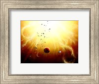 Artist's concept of a manned expedition to the inner planets of a raging star Fine Art Print