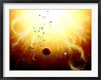 Artist's concept of a manned expedition to the inner planets of a raging star Fine Art Print